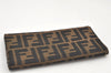 Authentic FENDI Vintage Zucca Long Wallet Purse Canvas Leather Brown 4230K