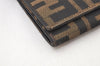 Authentic FENDI Vintage Zucca Long Wallet Purse Canvas Leather Brown 4230K