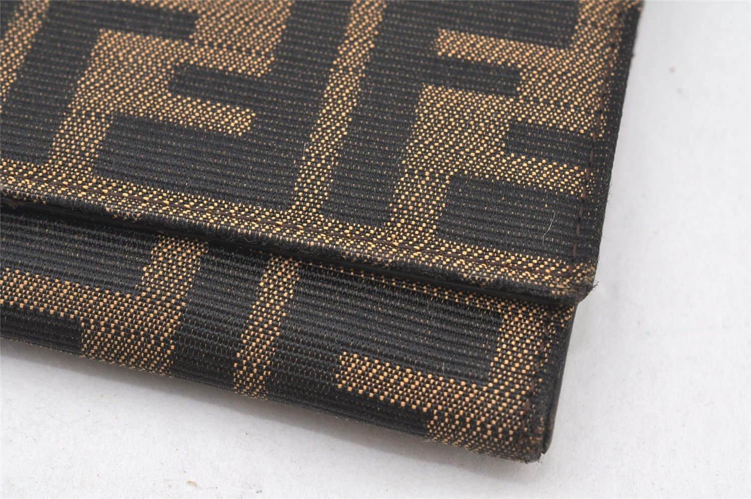 Authentic FENDI Vintage Zucca Long Wallet Purse Canvas Leather Brown 4230K