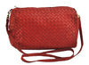 Authentic BOTTEGA VENETA Intrecciato Leather Shoulder Cross Bag Purse Red 4231J