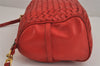 Authentic BOTTEGA VENETA Intrecciato Leather Shoulder Cross Bag Purse Red 4231J