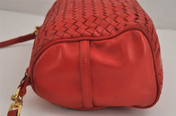 Authentic BOTTEGA VENETA Intrecciato Leather Shoulder Cross Bag Purse Red 4231J