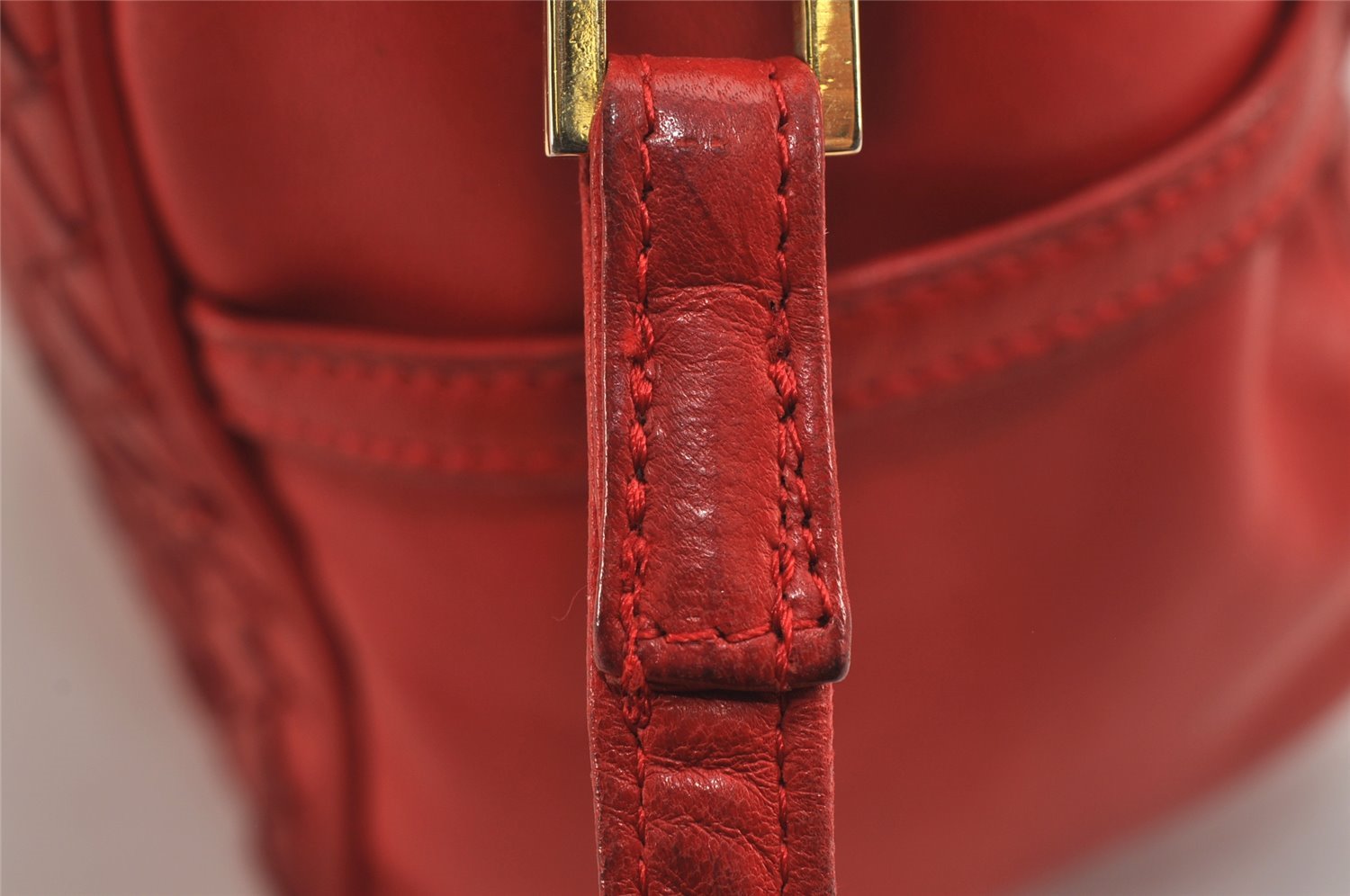 Authentic BOTTEGA VENETA Intrecciato Leather Shoulder Cross Bag Purse Red 4231J