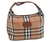 Authentic Burberrys Nova Check Canvas Leather Hand Bag Purse Beige 4231K