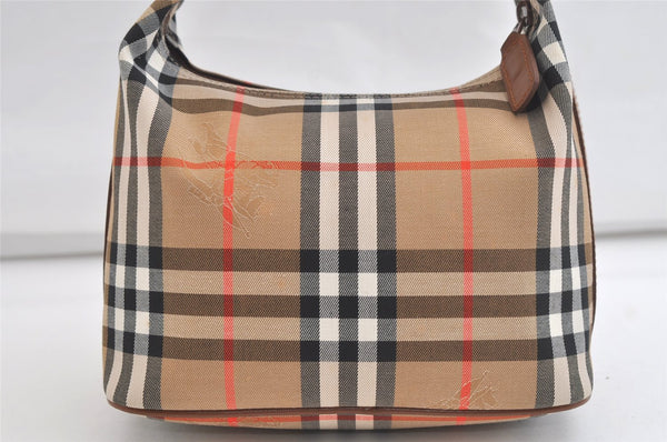 Authentic Burberrys Nova Check Canvas Leather Hand Bag Purse Beige 4231K