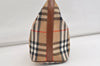 Authentic Burberrys Nova Check Canvas Leather Hand Bag Purse Beige 4231K