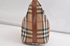 Authentic Burberrys Nova Check Canvas Leather Hand Bag Purse Beige 4231K