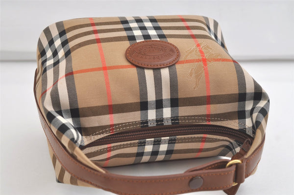 Authentic Burberrys Nova Check Canvas Leather Hand Bag Purse Beige 4231K