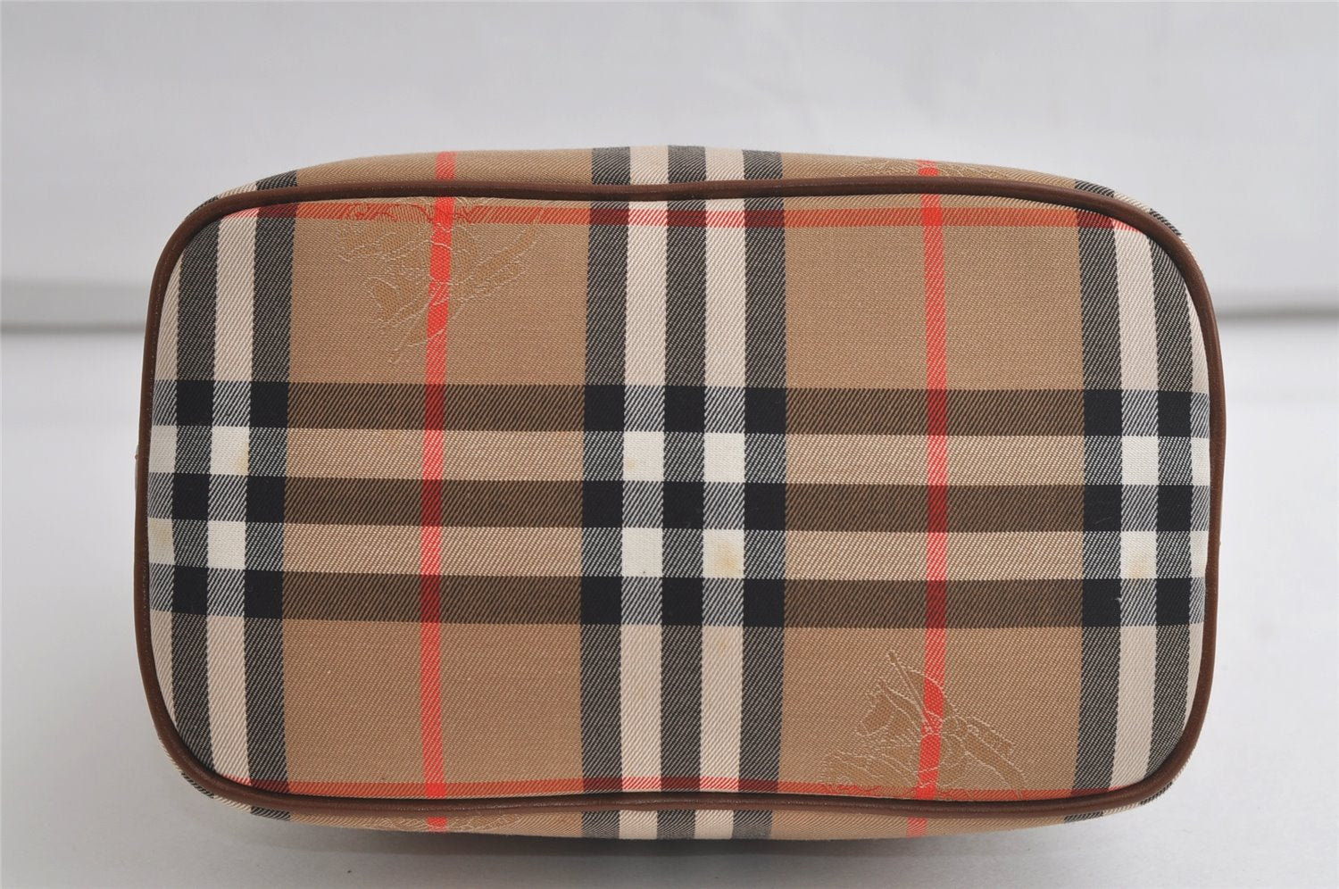 Authentic Burberrys Nova Check Canvas Leather Hand Bag Purse Beige 4231K