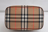 Authentic Burberrys Nova Check Canvas Leather Hand Bag Purse Beige 4231K