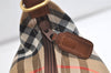Authentic Burberrys Nova Check Canvas Leather Hand Bag Purse Beige 4231K