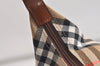 Authentic Burberrys Nova Check Canvas Leather Hand Bag Purse Beige 4231K
