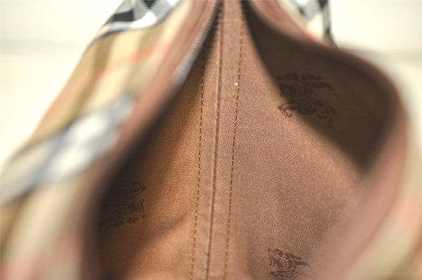 Authentic Burberrys Nova Check Canvas Leather Hand Bag Purse Beige 4231K