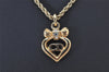 Authentic Christian Dior Gold Tone Rhinestone Chain Pendant Necklace CD 4232K