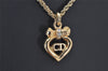 Authentic Christian Dior Gold Tone Rhinestone Chain Pendant Necklace CD 4232K