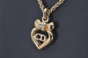 Authentic Christian Dior Gold Tone Rhinestone Chain Pendant Necklace CD 4232K