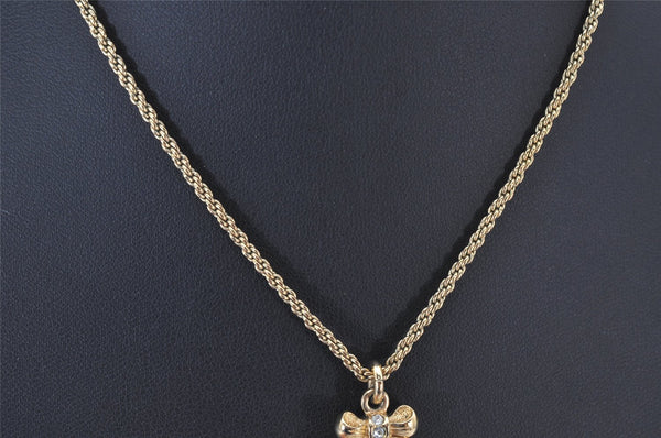 Authentic Christian Dior Gold Tone Rhinestone Chain Pendant Necklace CD 4232K