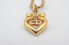 Authentic Christian Dior Gold Tone Rhinestone Chain Pendant Necklace CD 4232K