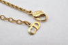 Authentic Christian Dior Gold Tone Rhinestone Chain Pendant Necklace CD 4232K