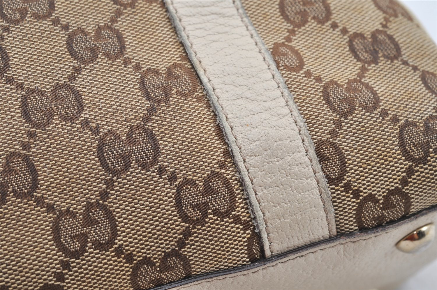 Authentic GUCCI Abbey Shoulder Tote Bag GG Canvas Leather 141470 Brown 4233I