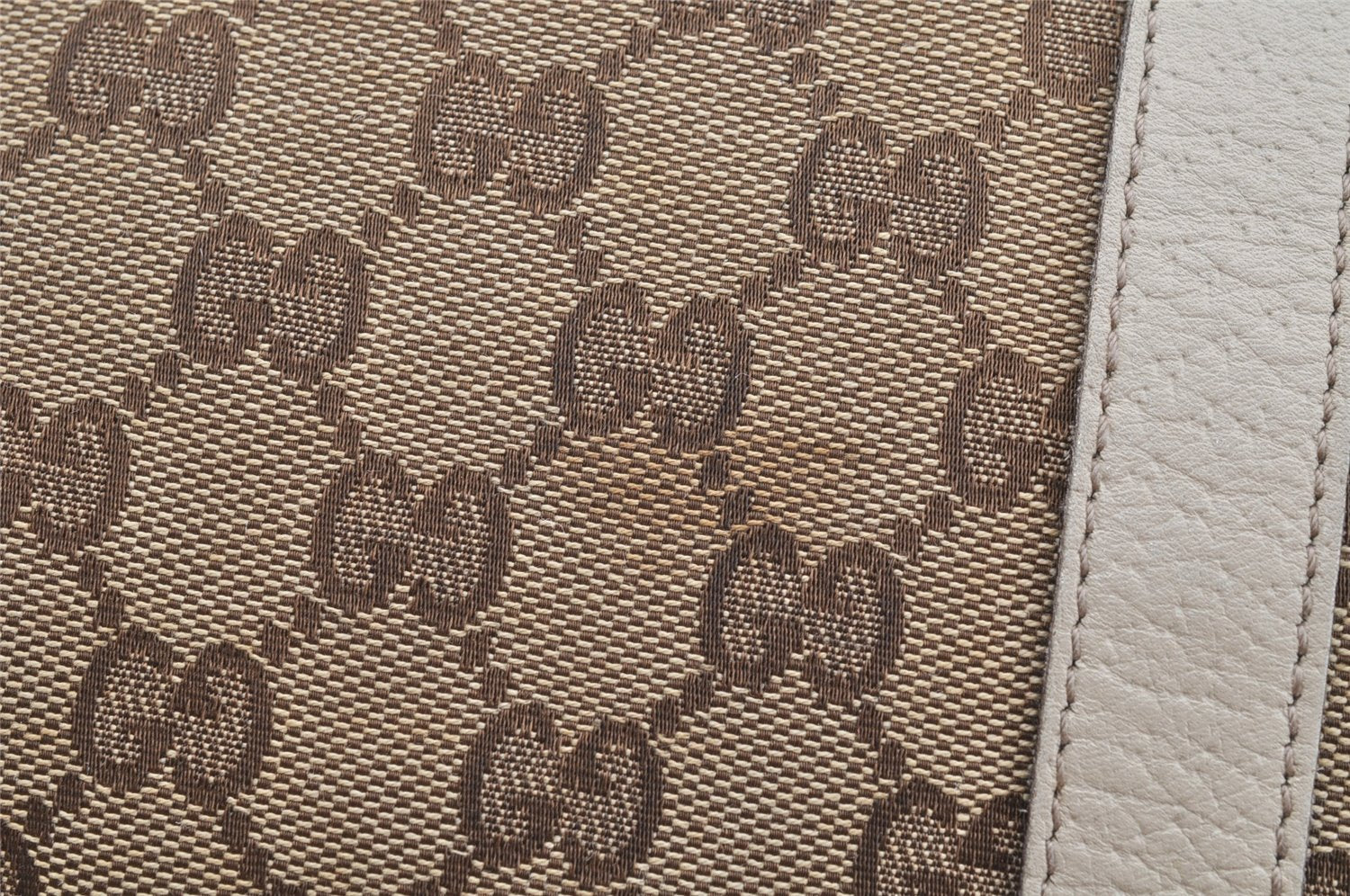 Authentic GUCCI Abbey Shoulder Tote Bag GG Canvas Leather 141470 Brown 4233I