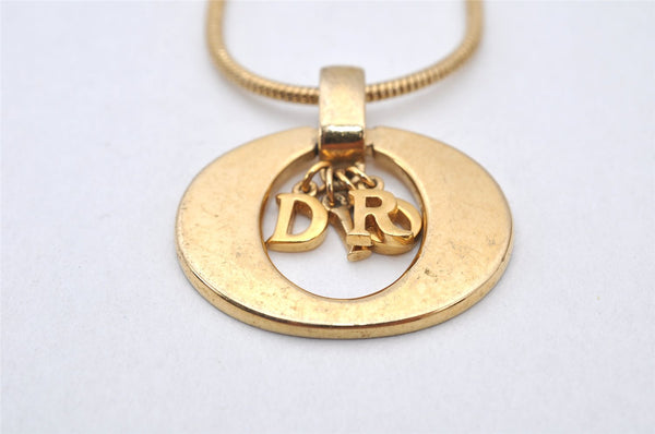 Authentic Christian Dior Gold Tone Chain Pendant Necklace CD 4233K