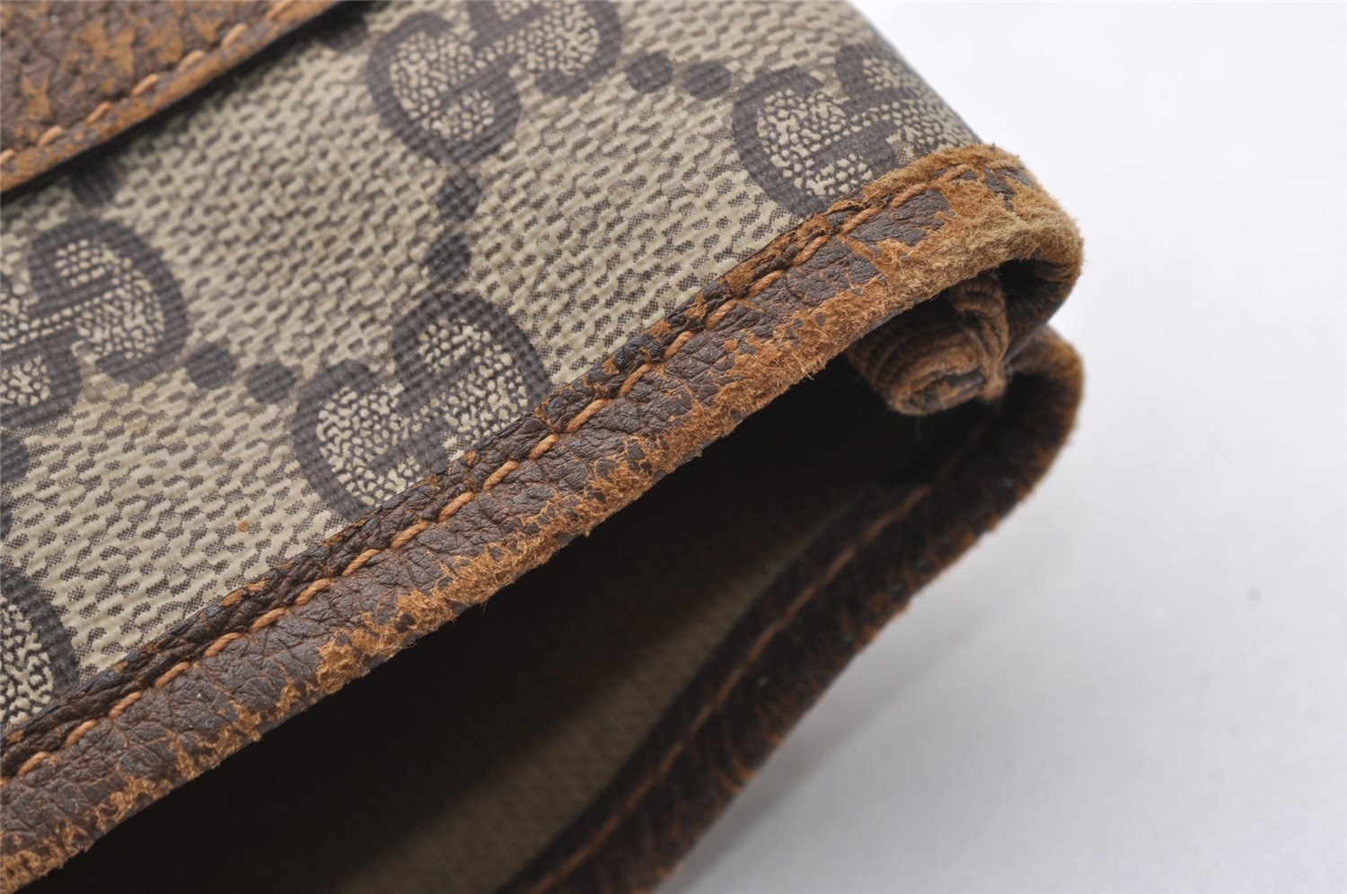 Authentic GUCCI Vintage Shoulder Hand Tote Bag GG PVC Leather Brown 4234I