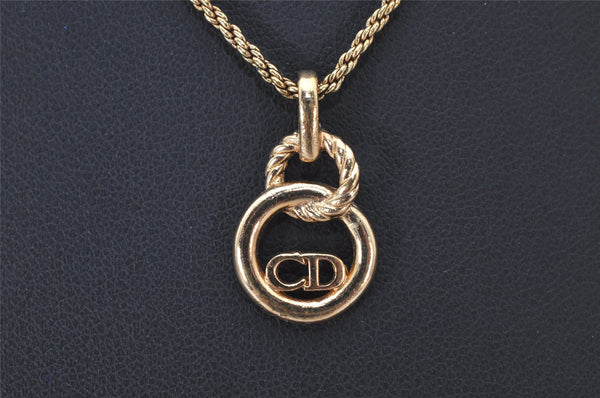 Authentic Christian Dior Gold Tone Chain Pendant Necklace CD 4234K