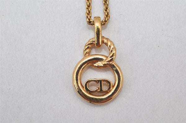 Authentic Christian Dior Gold Tone Chain Pendant Necklace CD 4234K