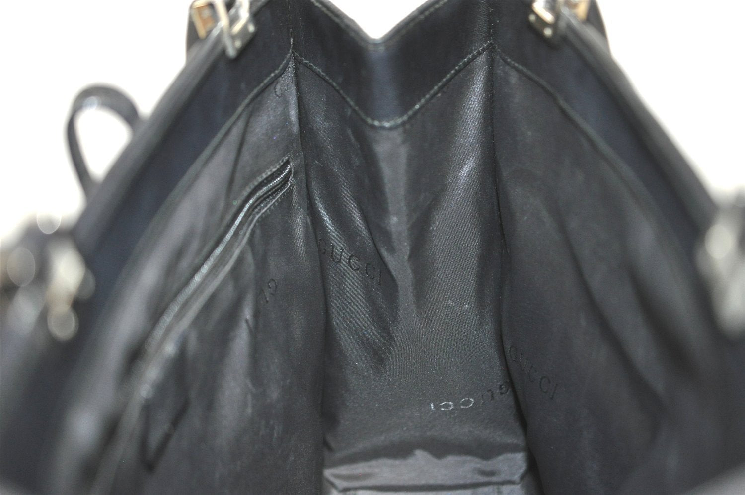 Authentic GUCCI Jackie Shoulder Hand Bag GG Canvas Leather 0021073 Black 4235I