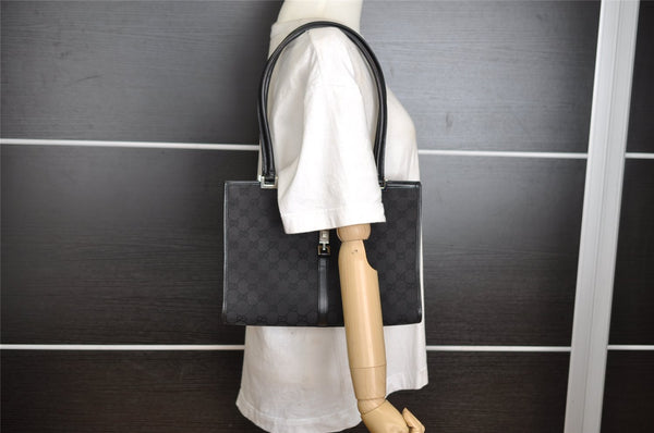 Authentic GUCCI Jackie Shoulder Hand Bag GG Canvas Leather 0021073 Black 4235I