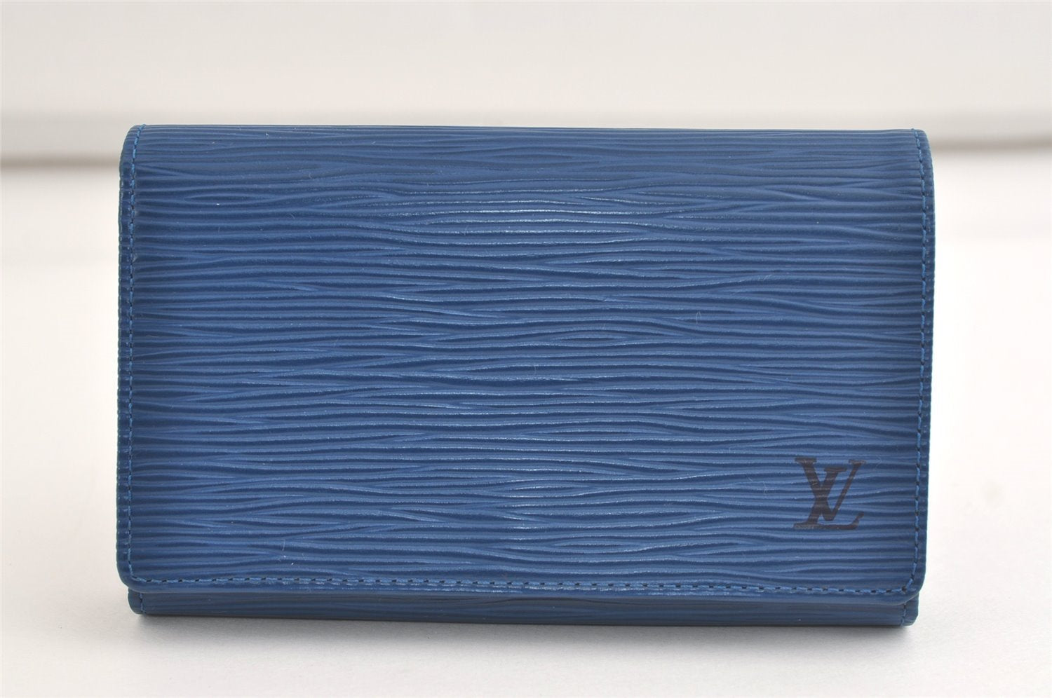 Auth Louis Vuitton Epi Porte Monnaie Billets Tresor Wallet Blue M63505 LV 4235K