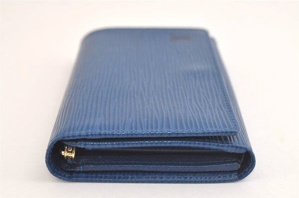 Auth Louis Vuitton Epi Porte Monnaie Billets Tresor Wallet Blue M63505 LV 4235K