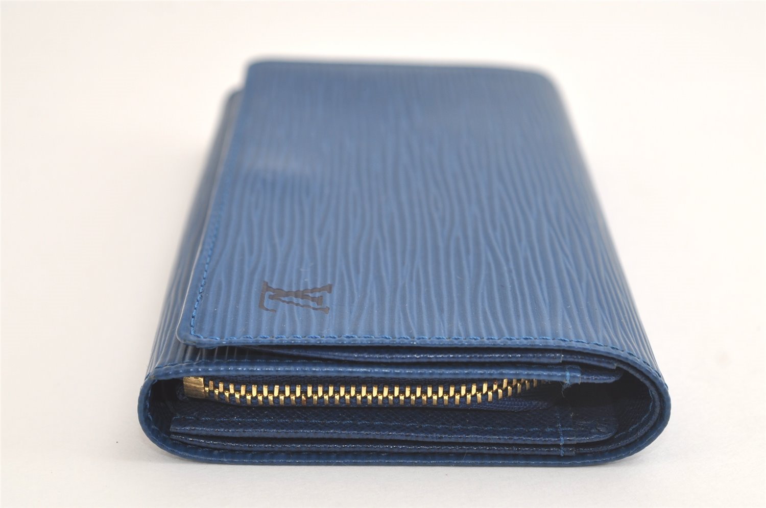 Auth Louis Vuitton Epi Porte Monnaie Billets Tresor Wallet Blue M63505 LV 4235K