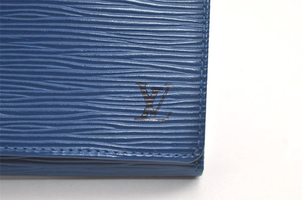 Auth Louis Vuitton Epi Porte Monnaie Billets Tresor Wallet Blue M63505 LV 4235K