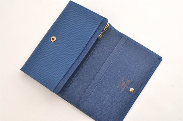 Auth Louis Vuitton Epi Porte Monnaie Billets Tresor Wallet Blue M63505 LV 4235K