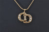 Authentic Christian Dior Gold Tone Rhinestone Chain Pendant Necklace CD 4237K