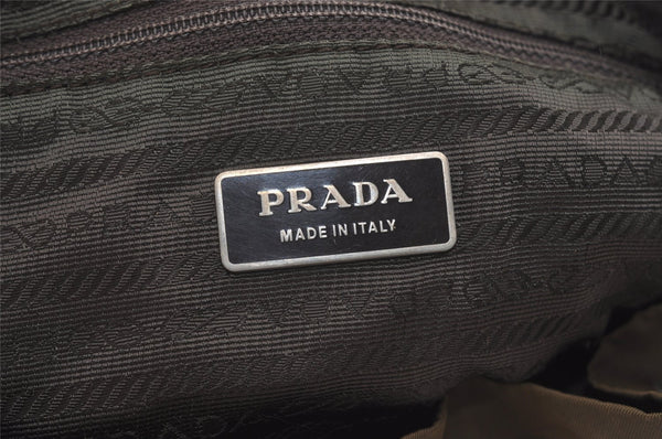 Authentic PRADA Nylon Tessuto Leather Drawstring Backpack BZ6677 Khaki 4238J