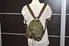 Authentic PRADA Nylon Tessuto Leather Drawstring Backpack BZ6677 Khaki 4238J