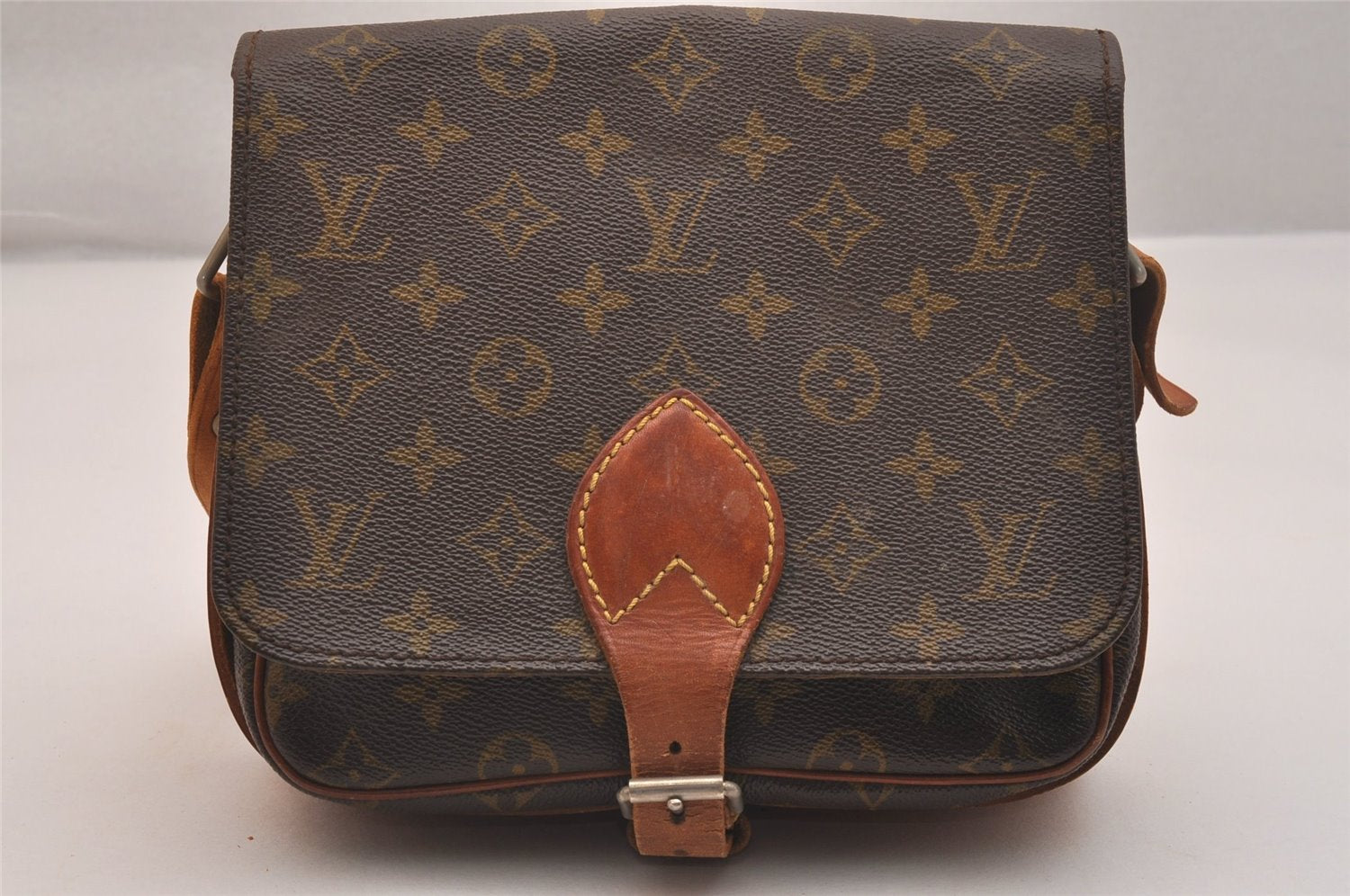 Authentic Louis Vuitton Monogram Cartouchiere MM Shoulder Bag Old Model 4239J