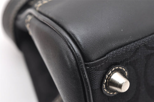 Authentic COACH Signature Hand Bag Purse Canvas Leather 10245 Black 4239K