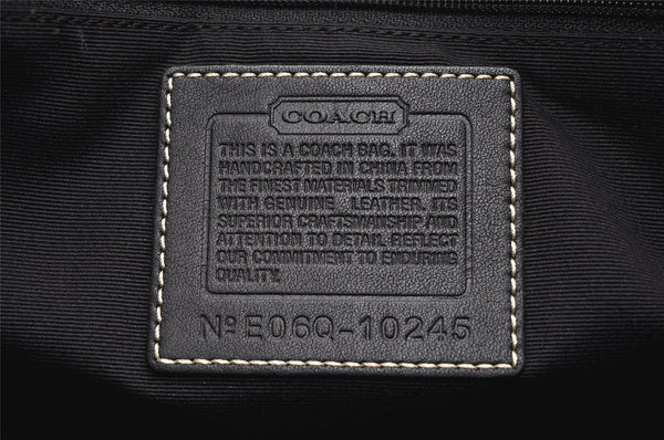 Authentic COACH Signature Hand Bag Purse Canvas Leather 10245 Black 4239K