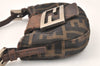 Authentic FENDI Zucca Hand Bag Pouch Purse Canvas Leather Brown 4240K