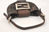 Authentic FENDI Zucca Hand Bag Pouch Purse Canvas Leather Brown 4240K