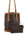 Authentic Louis Vuitton Monogram Bucket PM Shoulder Tote Bag M42238 Junk 4241J