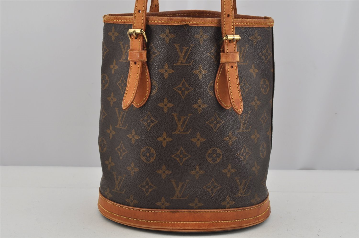 Authentic Louis Vuitton Monogram Bucket PM Shoulder Tote Bag M42238 Junk 4241J