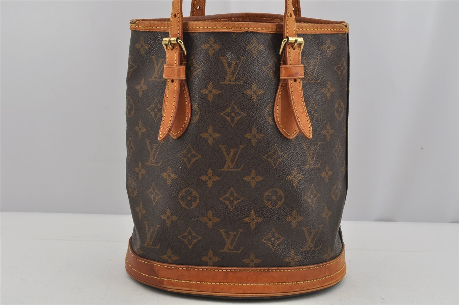 Authentic Louis Vuitton Monogram Bucket PM Shoulder Tote Bag M42238 Junk 4241J