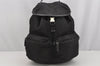 Authentic PRADA Vintage Nylon Tessuto Leather Drawstring Backpack Black 4242J