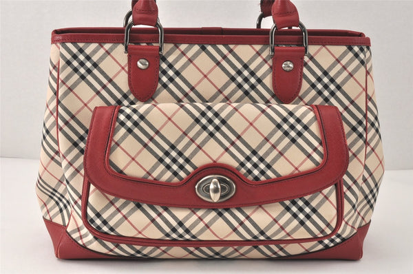 Authentic BURBERRY Vintage Nova Check Canvas Leather Hand Bag Beige 4242K