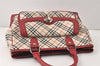 Authentic BURBERRY Vintage Nova Check Canvas Leather Hand Bag Beige 4242K